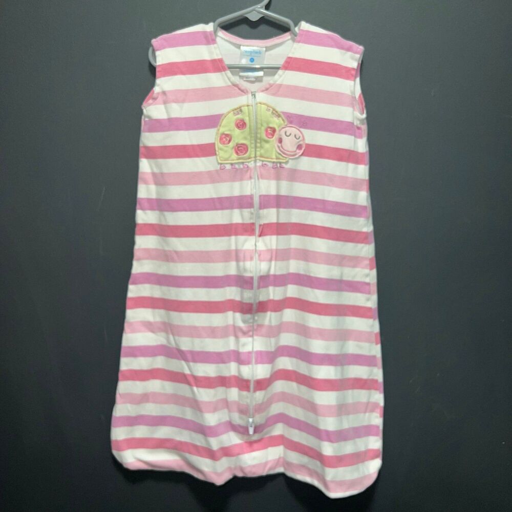 Halo Pink and White Striped Sleep Sack with Ladybug